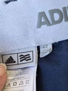 adidas Navy and Light Gray Branded Athletic Shorts